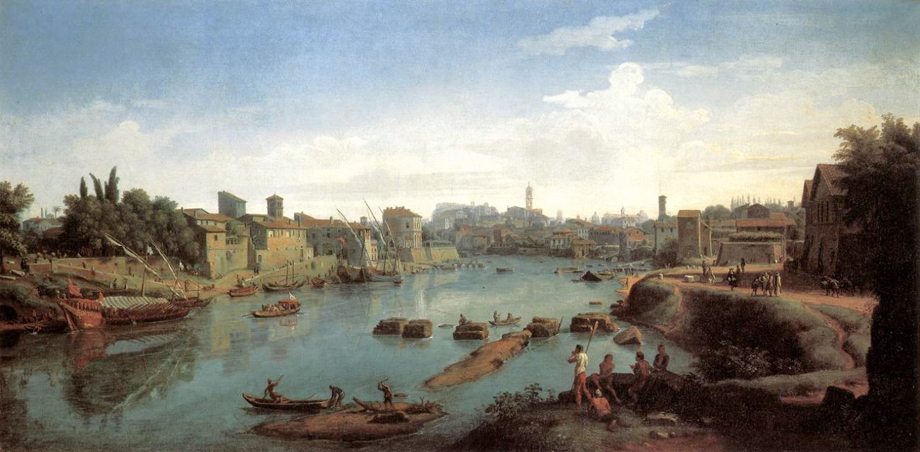 the tiber near the porto di ripa grande]